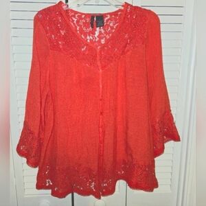 New Directions Red Lace Blouse